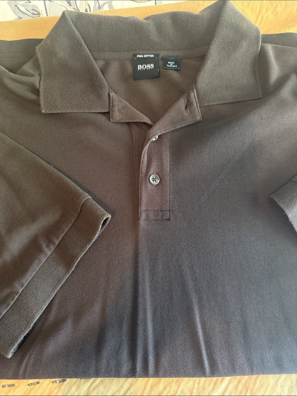 BOSS Men's Brown Cotton Polo Shirt